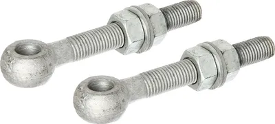 Image de Alberts 410995 Boulon à œil avec accessoires, adapté aux paumelles de portail, galvanisé à chaud, filetage M20, longueur 150 mm, jeu de 2 pièces