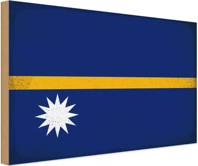Produktbild von vianmo Holzschild 20x30 cm Nauru Vintage Flagge Fahne Wappen