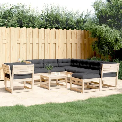 Produktbild von 8-tlg. Garten-Lounge-Set mit Kissen Massivholz Kiefer 3216950