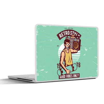 Produktbild von MuchoWow® Laptop Aufkleber Sticker Cover Radio - Skateboard - Mann - Altmodisch 36.5x27.5 cm - Laptop-Sticker