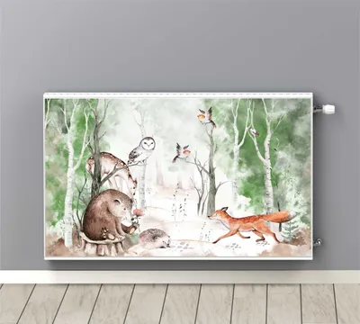 Zdjęcie produktu dla Osłona magnetyczna mata grzejniki kaloryfery Zwierzaki leśne Las 60x100 Maskownica na magnes do pokoju dziecięcego