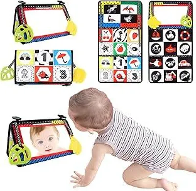 Produktbild von Baby Spiegel Spielzeug 0-12 Monate - Faltbares Bauchlage Spielzeug für Neugeborene - Geschenk für Babys