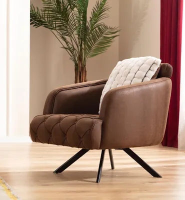 Image de Fauteuil à oreilles coussin 1 place en simili cuir marron JVmoebel
