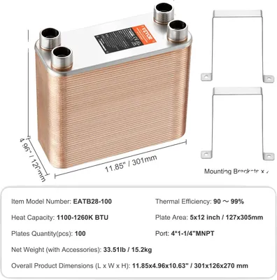 Produktbild von Wärmetauscher, hohe Effizienz, langlebige Konstruktion, 5x12in 100Stück