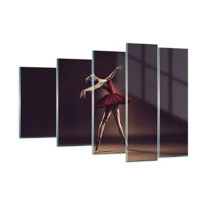 Produktbild von Bilder auf glas - 5 Teile - Ballerina Rot Kleid - 150x100cm - Glasbilder - Wandbilder - Bilder - zum Aufhängen bereit - Wanddekoration aus Glas - Glas Bilder - Wandbild auf Glas - GEG150x100-4336