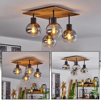 Produktbild von Caronia »Caronia« Deckenlampe aus Metall/Glas in Schwarz/Messing/Rauchfarben