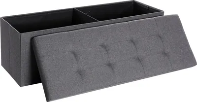 Obrázok produktu pre SONGMICS 110 cm lavica s úložným priestorom, skladací sedák, podnožka, tmavo sivá