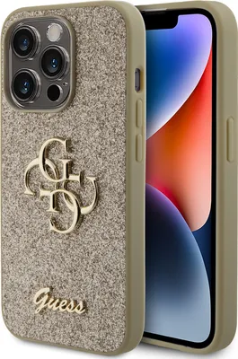 Obrázok produktu pre Guess Glitter Script Big 4G kryt na iPhone 15 Pro (GUHCP15LHG4SGD) - zlatý
