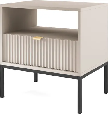 Produktbild von Nachttisch in Kaschmir, Gestell Schwarz, Maße: 54 x 56 x 39 cm – Schlicht und Elegant
