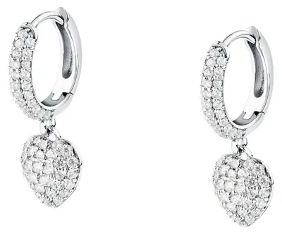 Immagine prodotto di Orecchini a cerchio in argento a forma di cuore con zirconi Nobile SAZK08