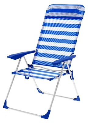 Produktbild von Gepolsterter Campingstuhl Blau Weiß 69 x 110 x 58 cm