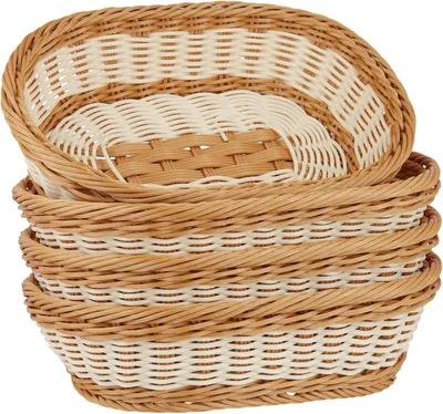 Imagen del producto de Cesta ovalada para pan, 30 x 20 x 7 cm, juego de 4 unidades, ideal para la cocina