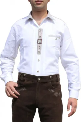 Produktbild von German Wear, Trachtenhemd für Lederhosen mit Verzierung weiß, Größe:S