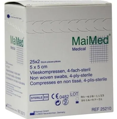 Productafbeelding van MaiMed steriele gaaskompressen, 4-laags, 50 stuks, 5 x 5 cm