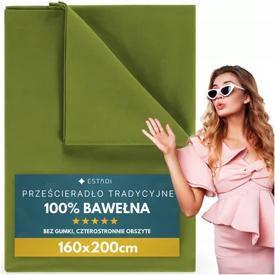 Produktbild von Estadi Traditionelles Bettlaken 160x200 cm Baumwolle Olivgrün