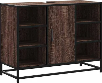 Image de vidaXL Armoire sous lavabo brun imitation chêne 80x33x60 cm
