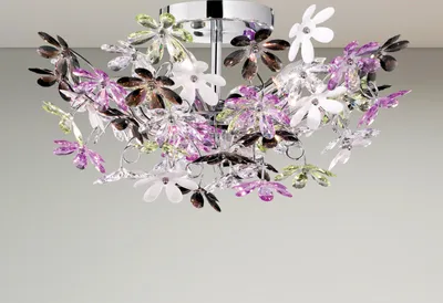 Produktbild von Ausgefallene große LED Deckenleuchte mit Blumen, dimmbar über Schalter Ø 51cm
