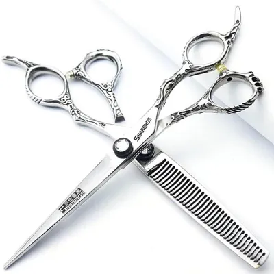 Produktbild von Friseurscheren Set 6/6.5/7 Zoll 440c Edelstahl Haarschneidescheren Verdünnungsschere 2-teilig