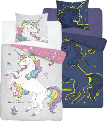 Produktbild von Im Dunkeln leuchtendes Einhorn-Bettwäscheset 160x200