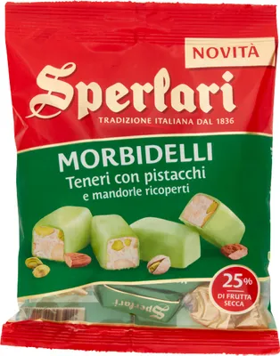 Produktbild von 6x Sperlari Torroncini Teneri al Pistacchio e Mandorla Weiche Torroncini mit Pistazien und Mandeln 117g