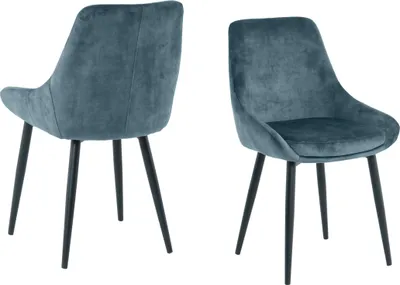 Produktbild von SIT Möbel Samt-Stuhl 2er-Set | angedeutete Armlehnen | Bezug Samt blau | Beine Metall schwarz | B 48 x T 57 x H 84 cm | 02406-13 | Serie STUHL