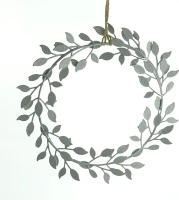 Produktbild von Weihnachtskranz mit Blättern Silberfarben Ø 19 cm aus Metall