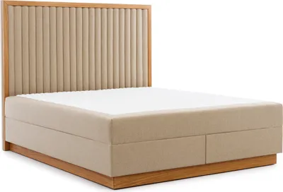 Productafbeelding van Bruinbeige slaapkamer, bed, designbedden, tweepersoonsbed, textielbed