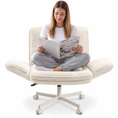 Produktbild von di volio Chefsessel Belago - Bürostuhl für Schneidersitz Boucle 150 kg Creme, KI-generiertes Bild