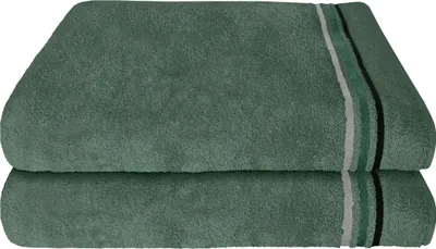 Produktbild von Schiesser Frottier Duschtuch Skyline Color im 2er Set | 100% Baumwolle aus nachhaltiger Produktion | saugstark, weich, farbecht | 70x140cm | Dunkelgrün
