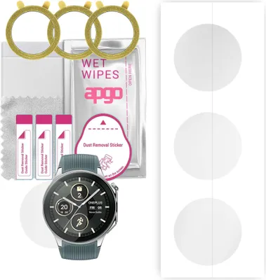 Produktbild von apgo 3 Stück Schutzfolie, klar, kompatibel mit OnePlus Watch 2 Smartwatch, Hydrogel Displayschutzfolie mit Positionierhilfe, Displayfolie, robust und kratzfest