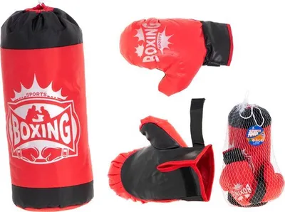 Immagine prodotto di Playos® Boksset per bambini - Guanti e bokszak rossi - Gioco sportivo all'aperto