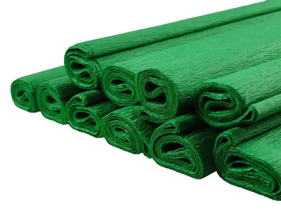 Obrázok produktu pre 10 roliek tmavozelenej dekoračnej papierovej stuhy, rozmer 200 x 50 cm, vhodné pre kvetinárstvo a kreatívne projekty