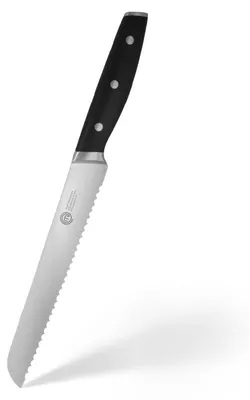 Produktbild von MasterChef Brotmesser, Kochmesser Profi Messer aus Kohlenstoffreichem Edelstahl, Dreifach Vernieteter Griff, Gezahnte Klinge, Stahl Kropf, Vollzapfen, Superscharf, 20cm Klinge