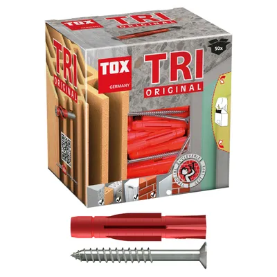 Obrázok produktu pre TOX Tri, Súprava skrutiek a hmoždiniek, Betón, Červená, Nemecko, 6 mm, 51 mm