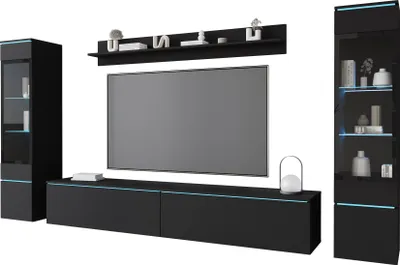 Produktbild von Minio, Wohnwand "VEVE 2", hängend, stehend, 4-Teilig, Schwarz Graphit Farbe