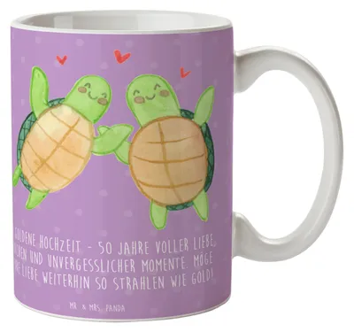 Produktbild von Mr. & Mrs. Panda Tasse 50. Hochzeitstag - Lavendeltraum - Geschenk, Kaffeebecher, Partnerschaft, Geschenke, unvergessliche Momente, Pott, Kaffeetasse, Heiraten, Bedruckte