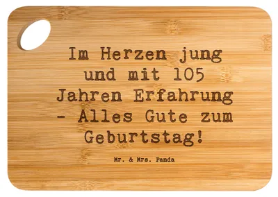 Produktbild von Mr. & Mrs. Panda Holzbrettchen Spruch 105. Geburtstag - Transparent - Geschenk, 105 Jahre Erfahrung, Frühstücksbrettchen, Holzbrett, brotbrett, liebevolle Geschenke