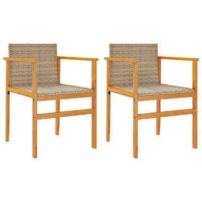 Produktbild von Gartenstühle mit Kissen 2 Stk. Beige Poly Rattan Massivholz