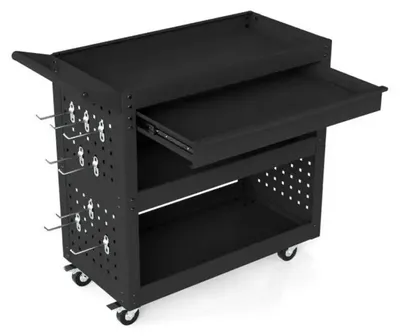 Image de Chariot d'outils en acier à 3 tiroirs, avec un grand tiroir