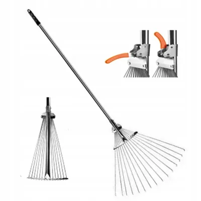 Produktbild von Gartenrechen für Gras und Laub, verstellbar, 150 cm