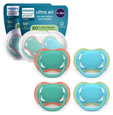Produktbild von Philips AVENT Schnuller SCF087/24 ultra air, Klassischer Babyschnuller, Kieferorthopädisch, Silikon, Junge/Mädchen, Spülmaschinenbeständig