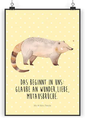 Produktbild von Mr. & Mrs. Panda Bild Nasenbär DIN A3 - Gelb Pastell - Geschenk, Lustige Sprüche, Rüsselbär, Bär, Plakat, Nasenbären, Wandbild, drucke, wanddeko, kunstdruck poster
