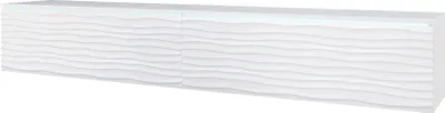 A white TV cabinet with a wavy textured front.