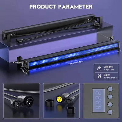Produktbild von LED Wall Washer Bühnenbeleuchtung - 100W Lichtleiste - 336 RGB+Weiß LEDs - IP65 wasserdicht - DMX512, Sound, Master-Slave - EU-Stecker 2er Set
