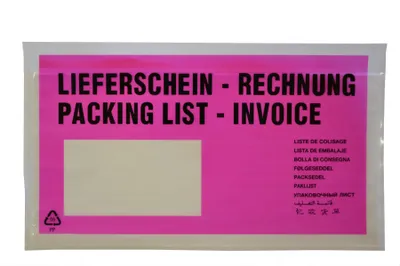 Produktbild von 1000 Lieferscheintaschen / DIN lang / "Lieferschein-Rechnung" / Farbe: pink