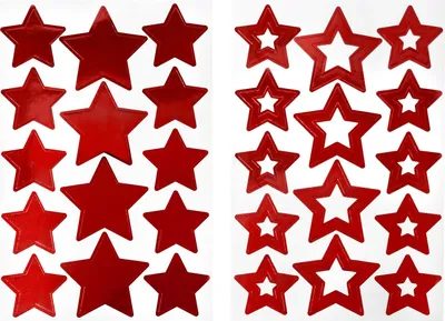 Produktbild von Oblique Unique 28 Sterne Sticker Stern Aufkleber für Weihnachten Weihnachtsdeko Geschenkdeko Basteln Glänzend - rot