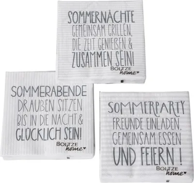 Produktbild von Servietten Sommerparty 3er Set 60 Stück Mit Spruch Tischdekoration Gartenparty Motivservietten Papierservietten
