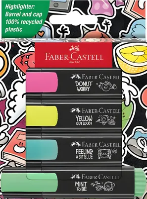 Obrázok produktu pre Faber-Castell Textliner Graffiti, 4 kusov, Modrá, Zelená, Ružová, Žltá, Hrot dláta, Plast, 1 mm, 5 mm