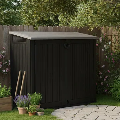 Immagine prodotto di Dmora Armadio da Esterno Gander 71.5x132x113.5h cm Nero, Apertura Battente 2 Ante
