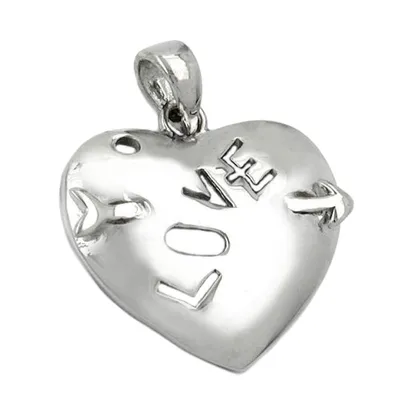 Produktbild von Anhänger 21x21mm Herz mit Pfeil und Inschrift - LOVE - glänzend rhodiniert Silber 925 silber 21x21mm